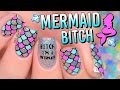 Bitch I'm a (holo) Mermaid! & a Unicorn - 2 For 1 Nail Art!