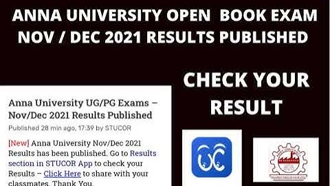 Anna university open book exam nov/ dec 2021  result published check your results now