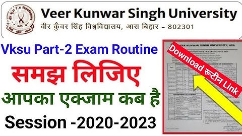 Vksu Part 2 Exam Routine 2020-23 download Vksu ba bsc bcom part 2 Exam timetable 2020-2023