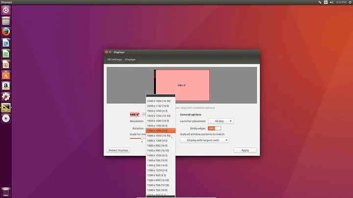 How to set screen resolution in Ubuntu (16.04 Unity)