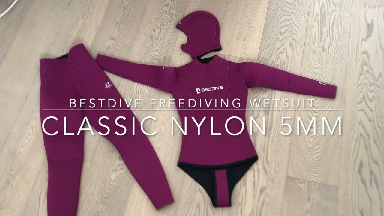BestDive Freediving Wetsuit 自潜服 - Classic Nylon 尼龙 (5mm & 3mm, dark Purple T55) + Blooper Reel 搞笑片段!