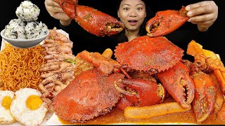 Eating Giant Sea Crab🤯 & Spicy Chicken Feet Salad With 2x Spicy Noodles, Nepali Mukbang