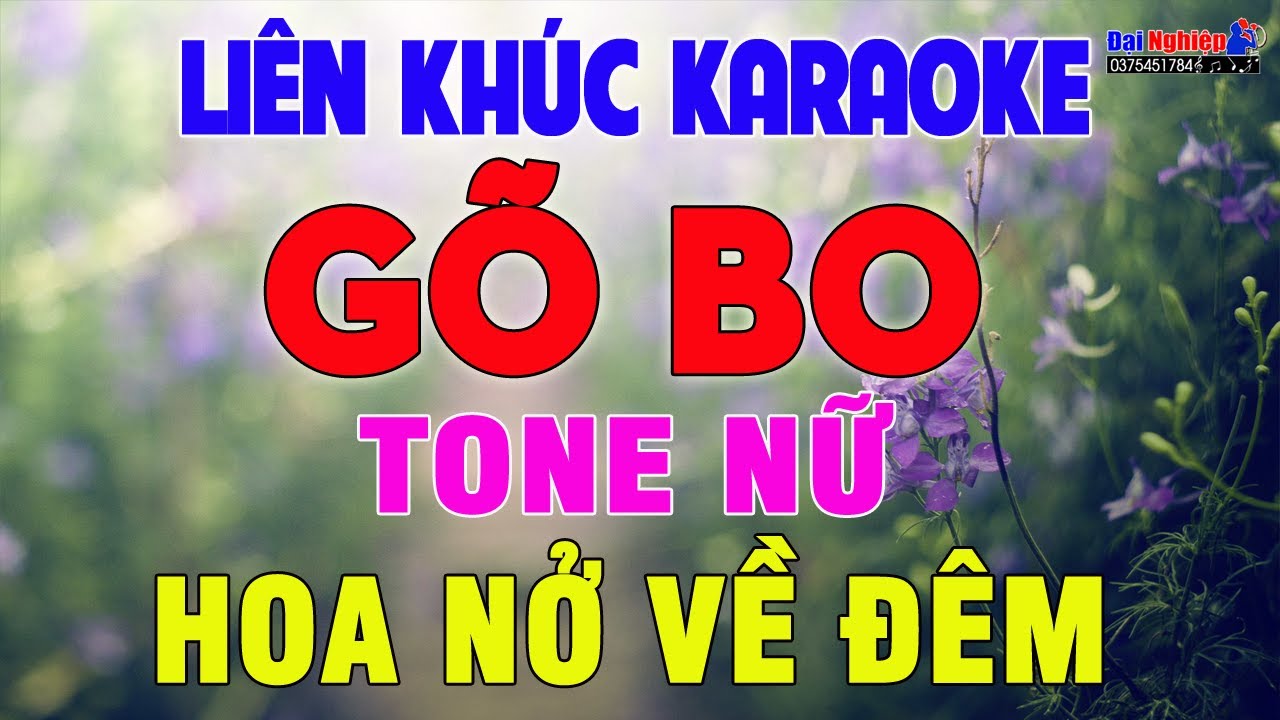 Liên Khúc Karaoke Bolero Gõ Bo Guitar Hoa Nở Về Đêm Tone Nữ Nhạc Sống || Karaoke Đại Nghiệp