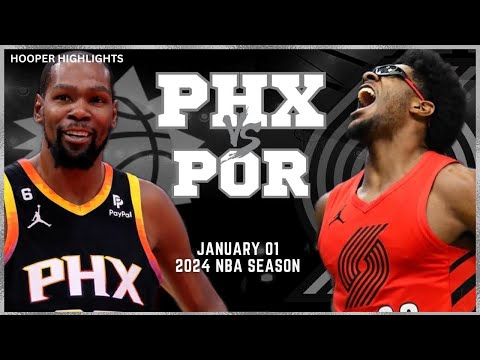 Phoenix Suns vs Portland Trail Blazers Full Game Highlights | Jan 1 | 2024 NBA Season