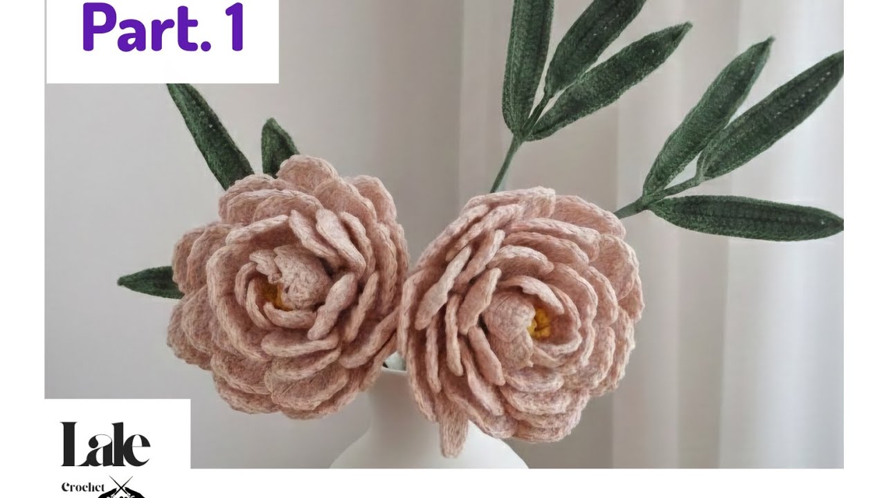 آموزش بافت گل صد تومانی (پیونی) با قلاب؛ زیباترین هدیه ماندگار 🧶🌸 | Crochet Peony Tutorialقسمت اول