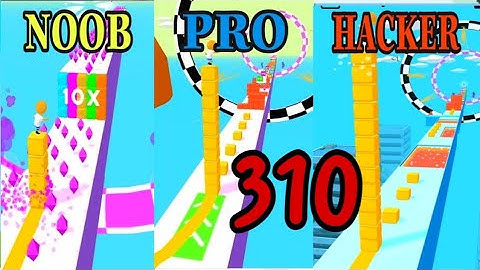 NOOB vs PRO vs HACKER in Cube Surfer ❤️ All Levels Gameplay