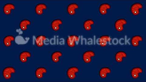 Abstract cartoon raw steaks in rows swaying on blue background, seamless loop. Animation. Colorful