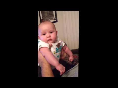 Baby cries when daddy says meow