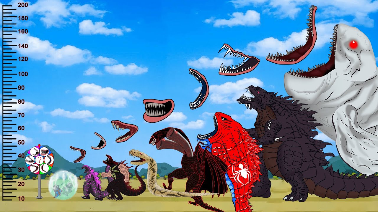 Monsters Godzilla & KONG, SHARK, BLOOP Jaw Size Comparison and Teeth Count | Godzilla & KONG Cartoon