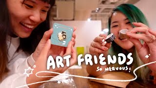 life with artist friends, trading arts & drawing together | Art Vlog 🌱