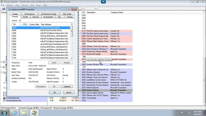 Using Process Explorer