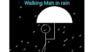 Computer Graphics C program to show man walking in rain with an umbrella