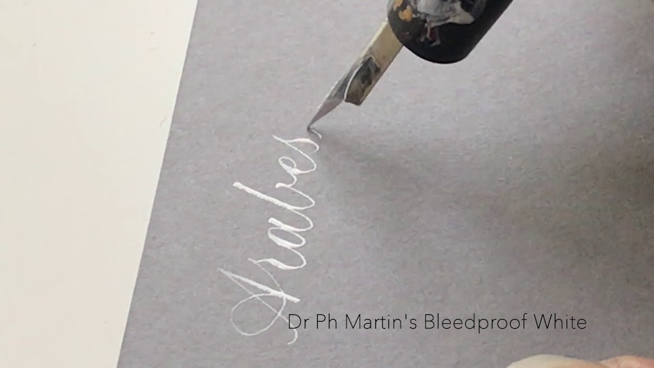Pointed Pen Calligraphy with Dr. Ph Martins Bleed Proof White Ink 