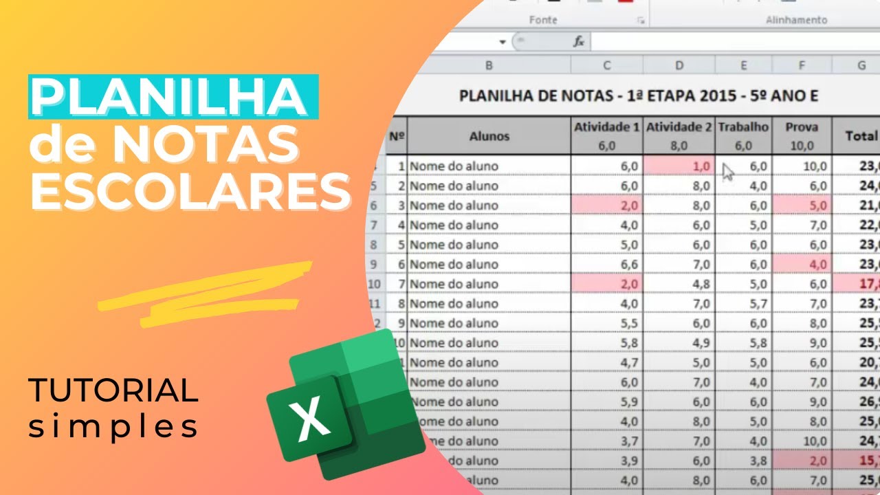 Planilha de Notas Escolar usando a Função SE, SOMA e MEDIA no Excel 