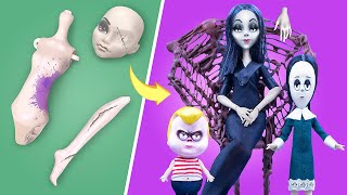 10 идей для старых кукол Барби и ЛОЛ в стиле Семейки Адамс