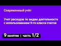 Занятие №9 — Учет расходов по видам деятельности с использованием 9-го класса счетов — часть 1/2