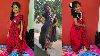 Dhoti style saree drape for Kids || How to wear saree for children|| Saree for kids in Telugu screenshot 5