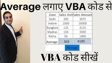 Average With VBA Code in Excel in Hindi