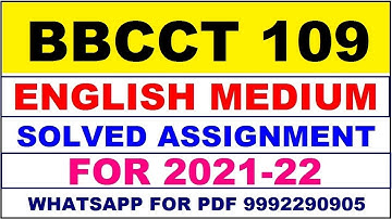 BBCCT 109 Solved Assignment 2021-22 in ENGLISH,  Whatsapp For Pdf  9992290905.