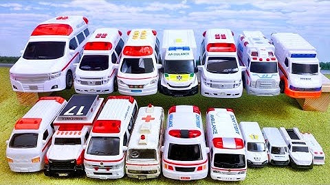 Miniature ambulances line up and siren chorus! Ambulance running on slope! (Video for children)