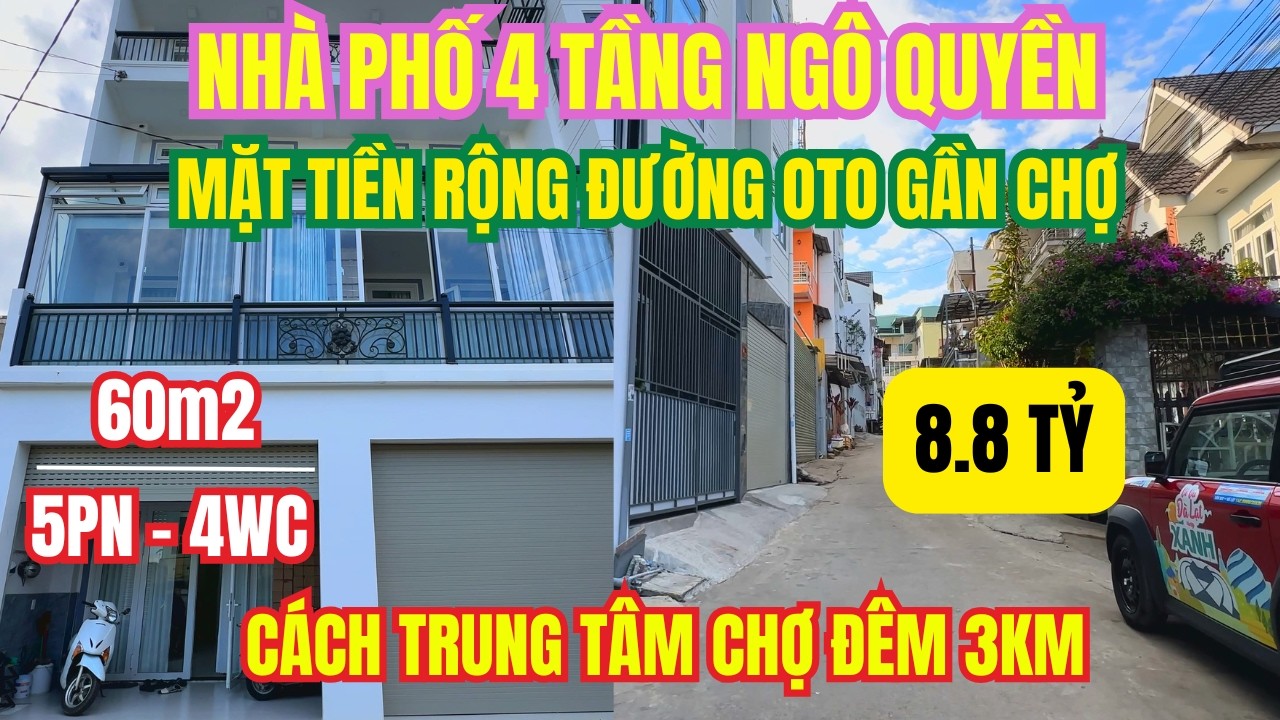 Nhà mới hoàn thiện 4 tầng hẻm oto Ngô Quyền P6 Đà Lạt