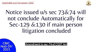 Amendment to section 74 of CGST Act | CBIC notification 39/2021