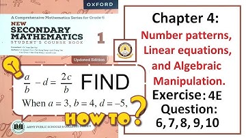 Exercise 4E Questions 6, 7, 8, 9, 10 (Algebra) – Math Class 6 Army Public School (APS).