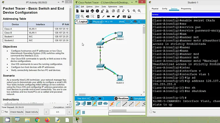 2.9.1 Packet Tracer - Basic Switch and End Device Configuration