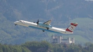 Austrian Airlines Bombardier Dhc-8-402 Q400 Oe-Lga Take-Off At Salzburg Airport