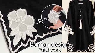 Daman Design 🥀 Trending Outfit Design ✨️ Patchwork design | Hand embroidery | Easy method