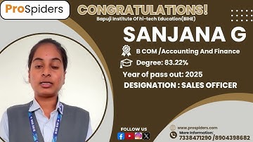 Congratulations Sanjana G for getting placed as Sales Officer