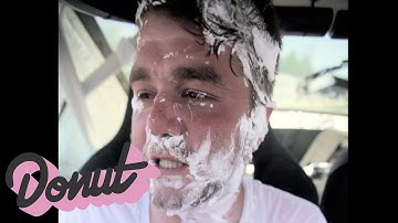 Shaving in a Drift Car - The Shotgun Challenge | Donut Media