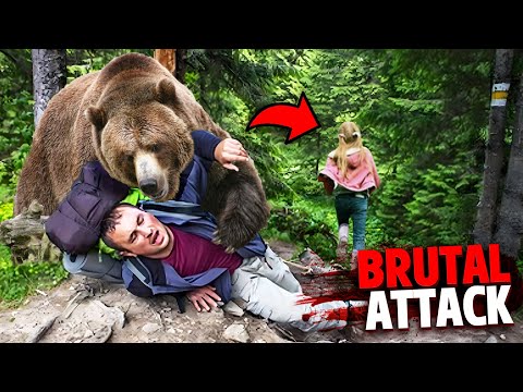 Video: Zaščitni oče ima nevaren prikaz z velikanskim medvedom, da bi rešil življenje njegovega psa