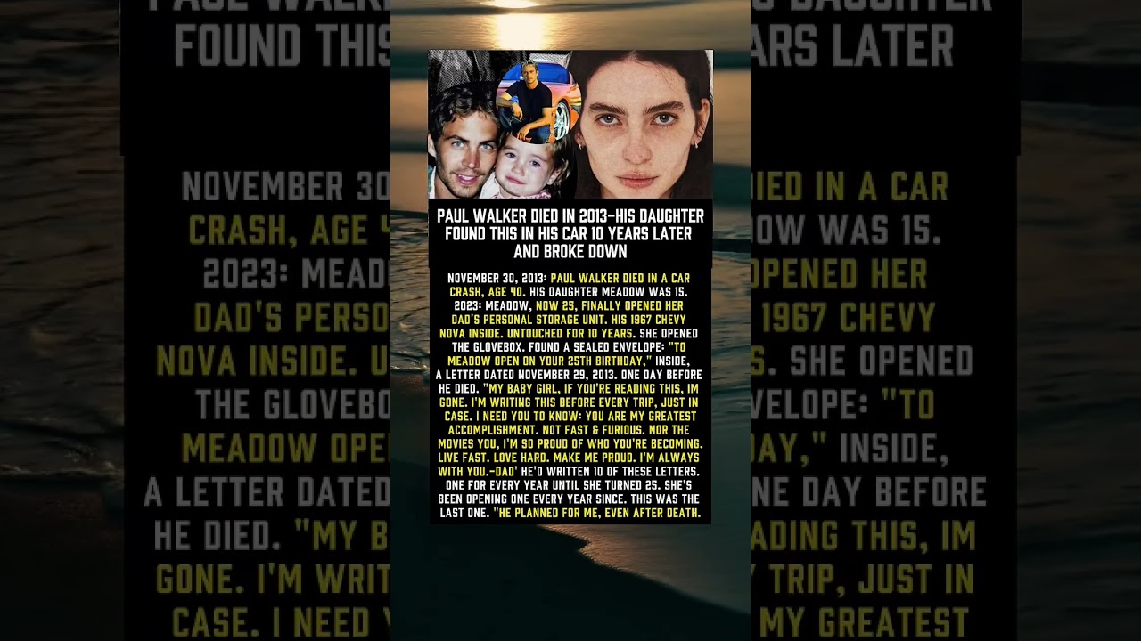 Paul Walker Died In 2013 - His Daughter Found THIS In His Car 10 Years Later And Broke Down.