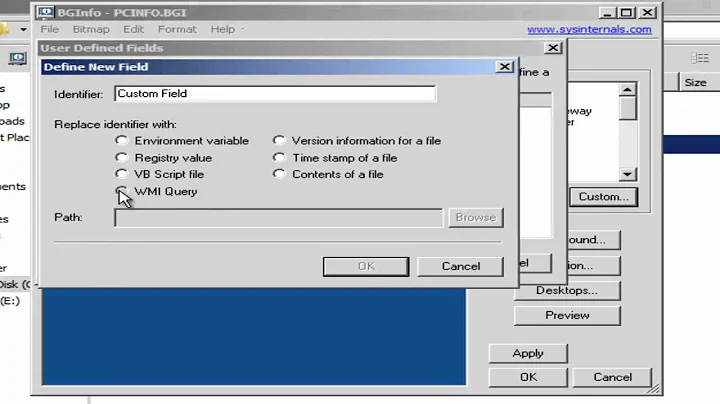 SYSINTERNALS: Using WMI with BGINFO to display only active IP Address