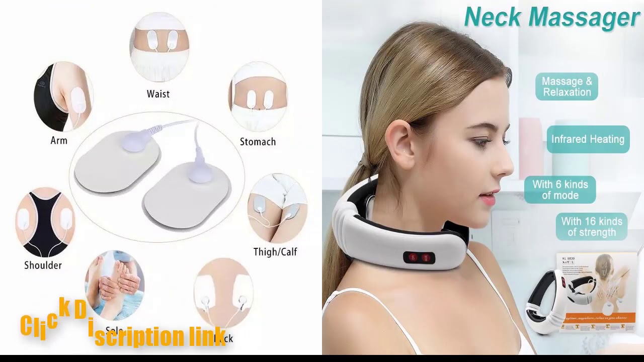 Heat Cordless Electric Pulse Back and Neck Massager Far Infrared Heating  Pain Relief Tool Health Care