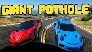 Stealing Cars Using a Giant Pothole in GTA RP