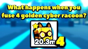 What happens when you fuse 4 golden cyber racoon? (Roblox Pet Simulator X - Steampunk)