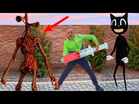 КАРТУН КЭТ против СИРЕНОГОЛОВОГО. СЕРГЕЙ поставил УКОЛ СИРЕНОГОЛОВОМУ // Siren Head Horror YS SHOW