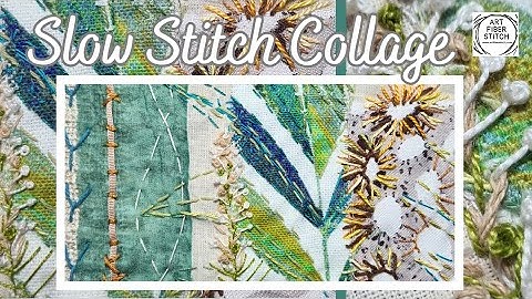 Inspire yourself to Create.  Slow stitch a Fabric Scrap collage with simple stitches. #fabricart
