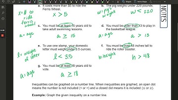 8.6 Write and Graph Inequalities