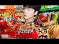 ASMR MUKBANG | 직접 만든 불닭볶음면 양념치킨 김밥 서브웨이 먹방 FRIED CHICKEN AND FIRE NOODLES