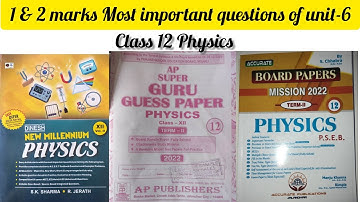 1 & 2 marks questions of Unit-6 optics #physics #optics #unit-6 #class12 #important_que #Rimple_mam