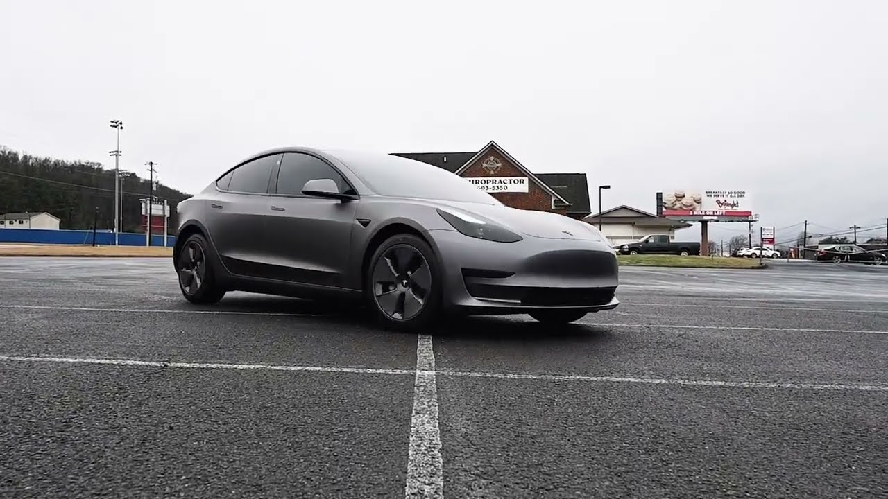 Tesla Model 3 Wrapped in 3M Matte Dark Gray 