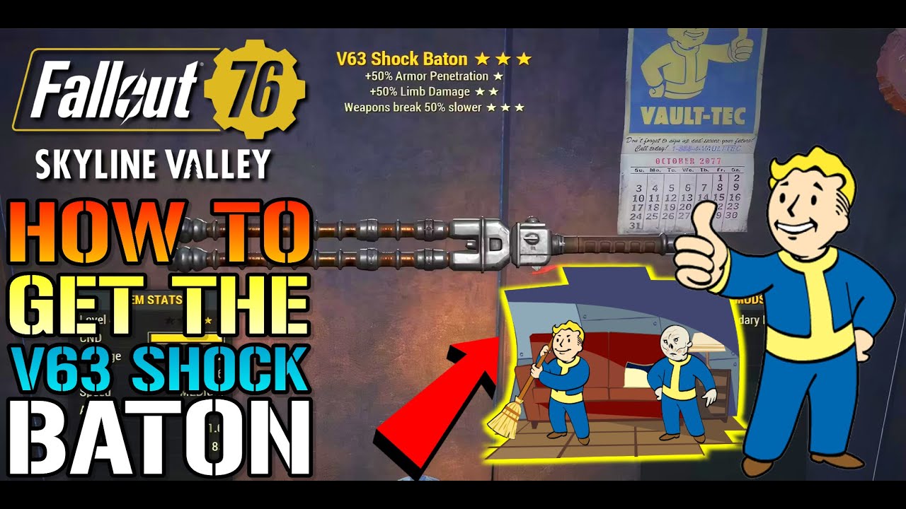 Fallout 76 "V63 Shock Baton" New Legendary Weapon! How To Get This