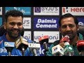 Sarfraz Ahmed &amp; Rohit Sharma passing smiles just before Asia Cup 2018