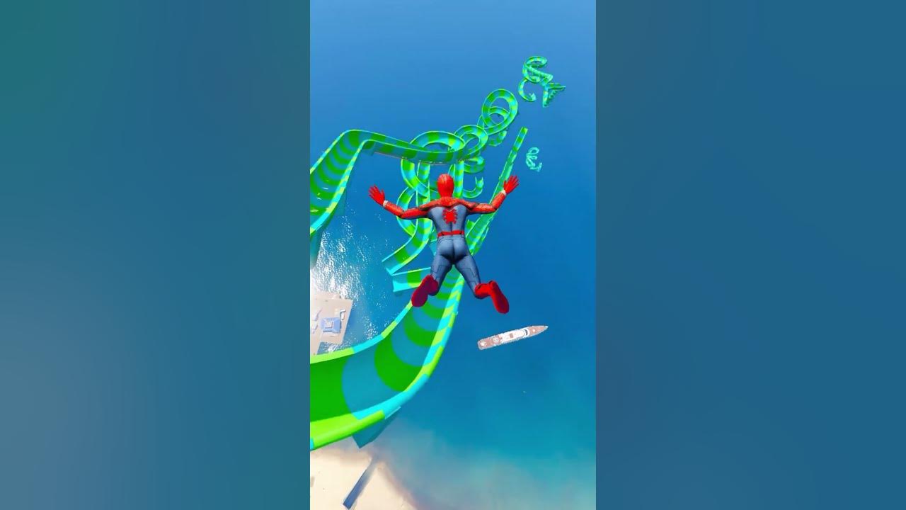 Spiderman & Tracey Water Slide + SHARK ATTACK #1 #shorts - YouTube