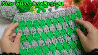 Learn How To Crochet Larksfoot Stitch Sweater Pattern Design Tutorial From #Tanweer Begum