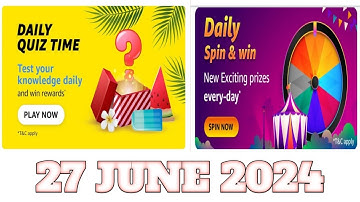 Amazon Quiz Answers Today |27 June 2024 | @dailyquiztime #amazonfunzon