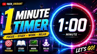 ⏱️ 1 Minute Timer | Quick Countdown for Focus, Study & Workout 🔥